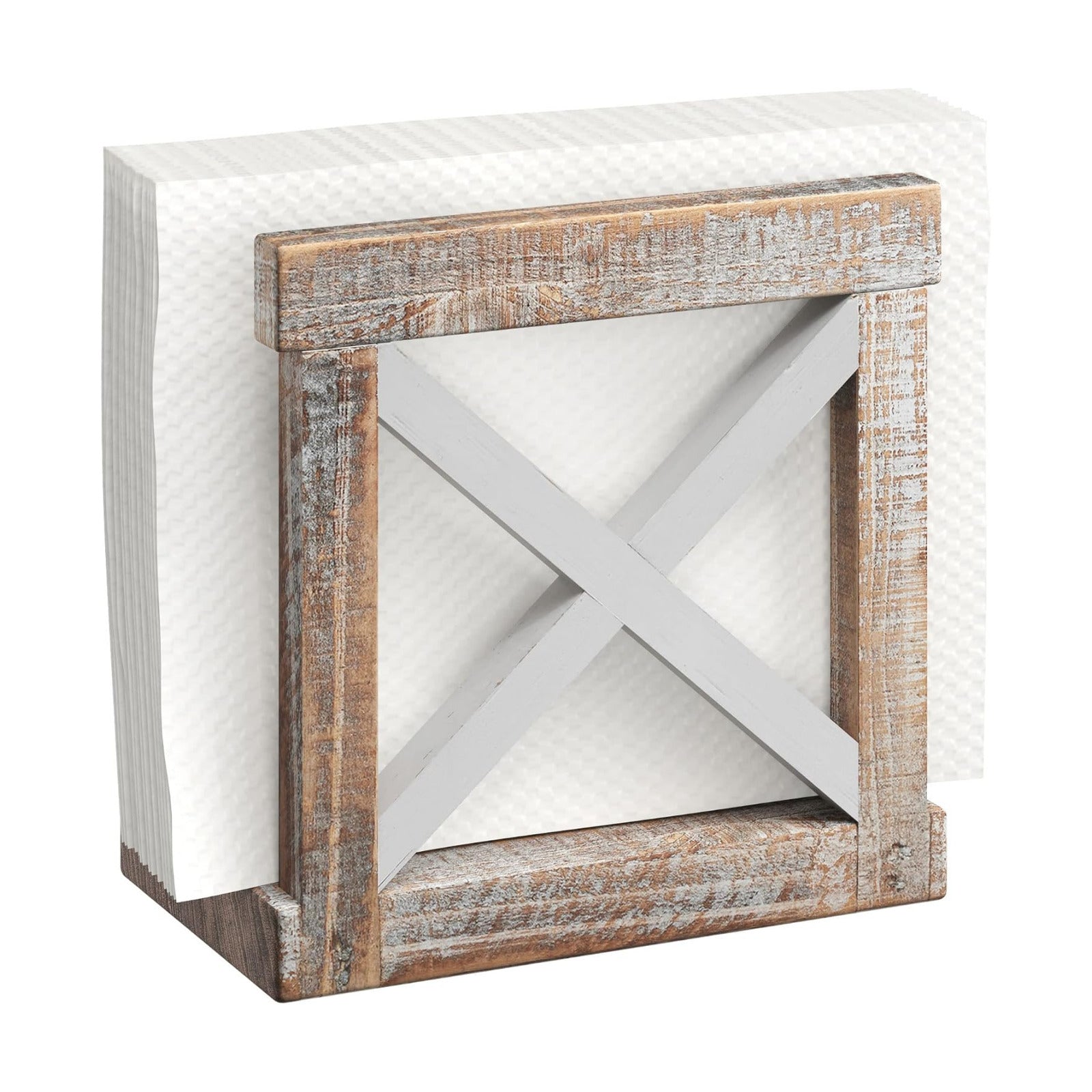 Farmhouse Napkin Holder / White/brown