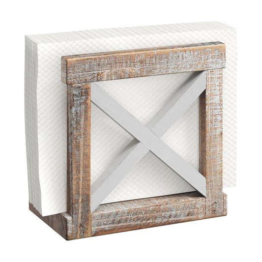 Farmhouse Napkin Holder / White/brown