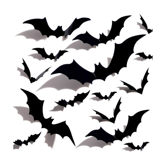 Halloween 3D Bats Decoration, 60PCS Plastic Bat Wall Stickers