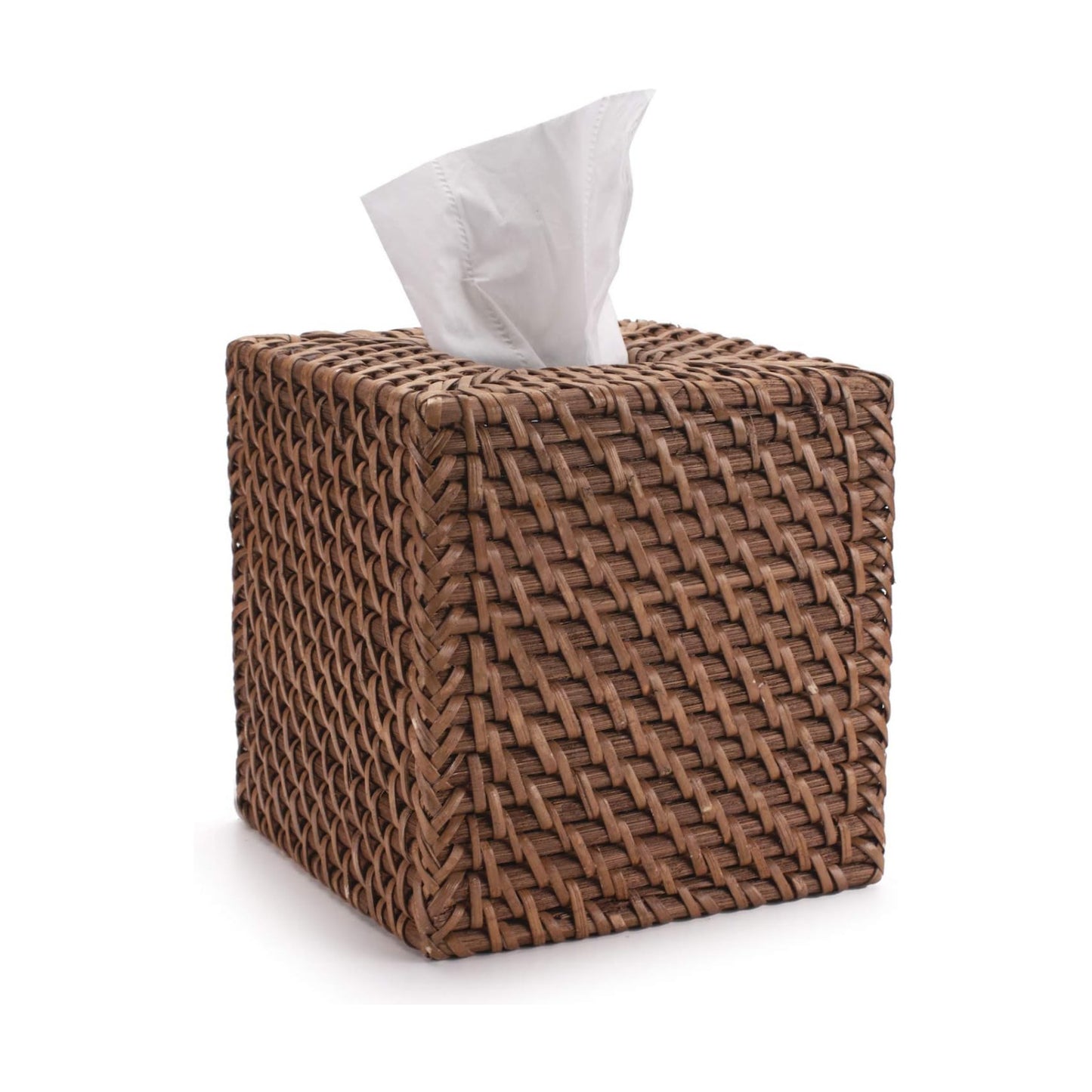 Rattan Tissue Box Cover Natural Woven Facial Napkin Holder Square / Honey Brown / 5.5 x 5.5 x 5.9