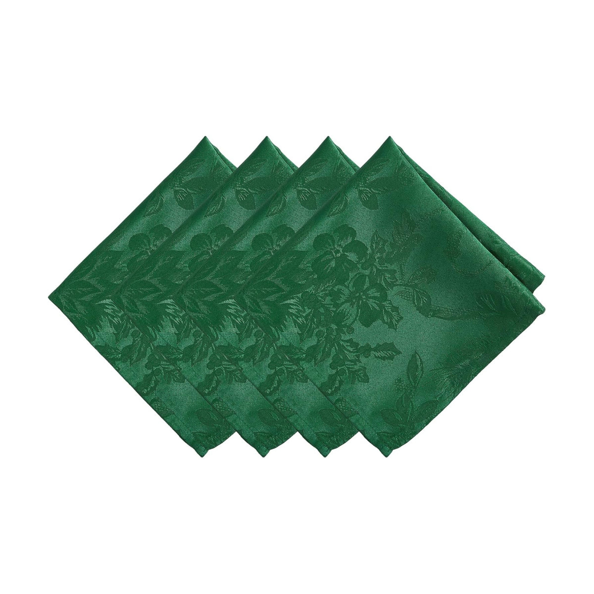 Poinsettia Elegance Jacquard Holiday Napkins, Set of 4, Green - 17" W x 17" L