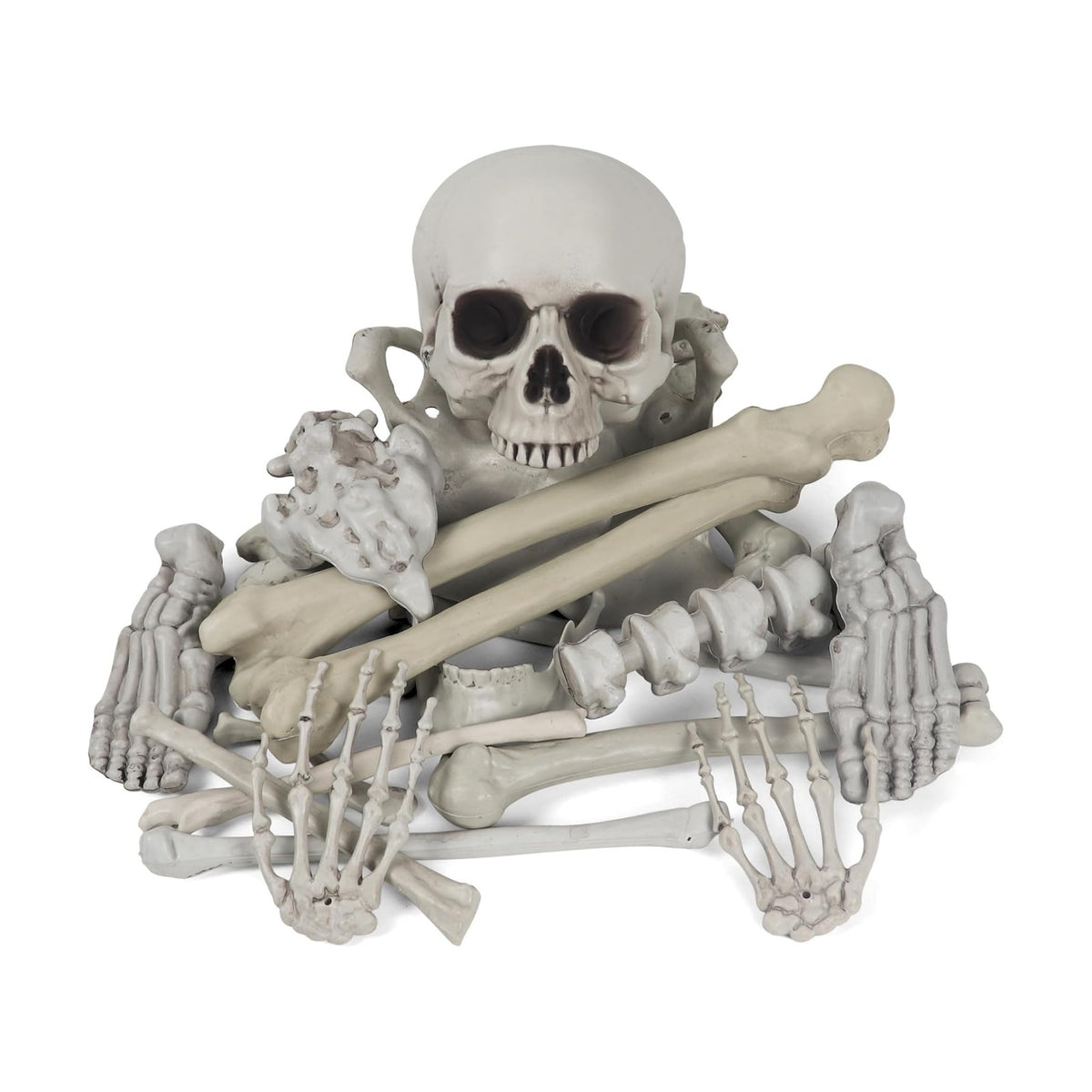 MOKRY PARTY Bag of Bones Halloween Life Size Skeleton Skull for Decoration and Spooky Graveyard 28 PCS