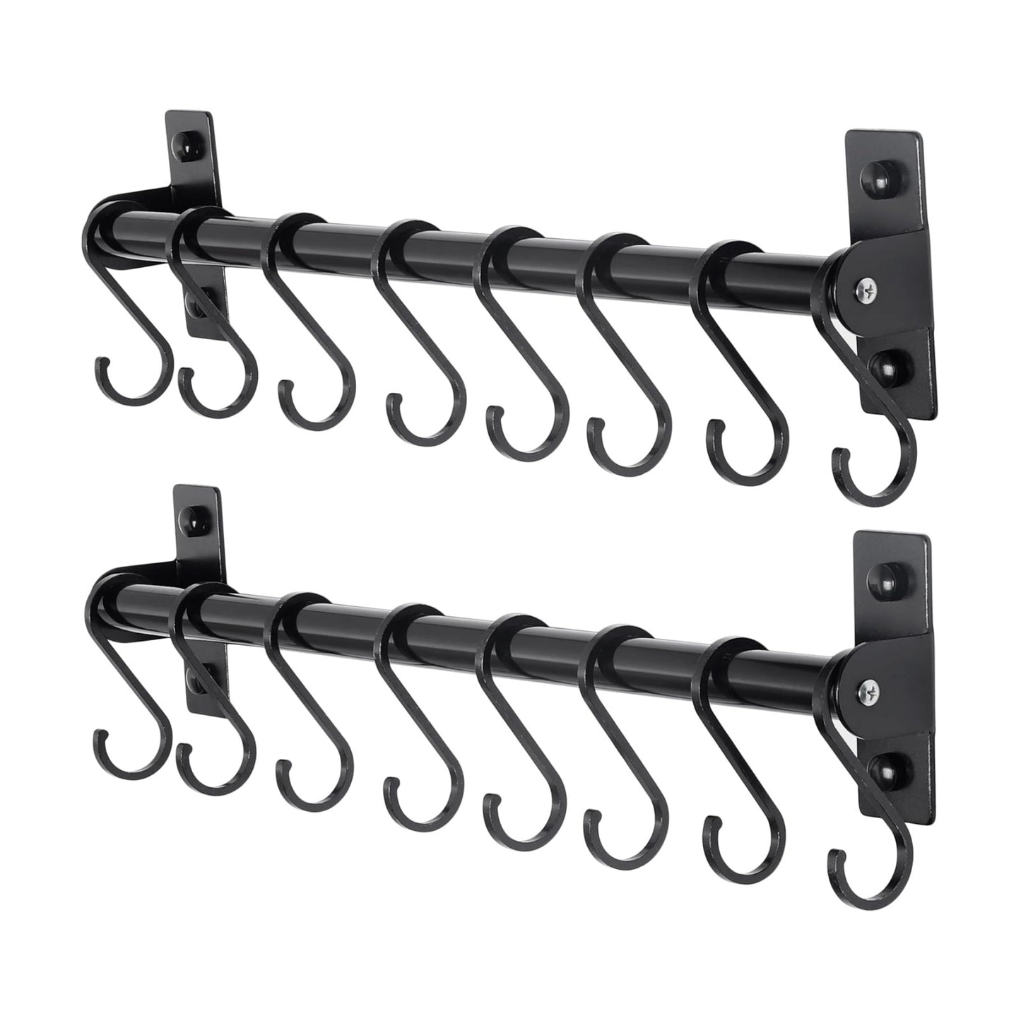 Kitchen Utensil Holder Hanger, Pot and Pan Rack Wall Mounted, Kitchen Rail with 8 Hooks for Hanging Cooking Utensils