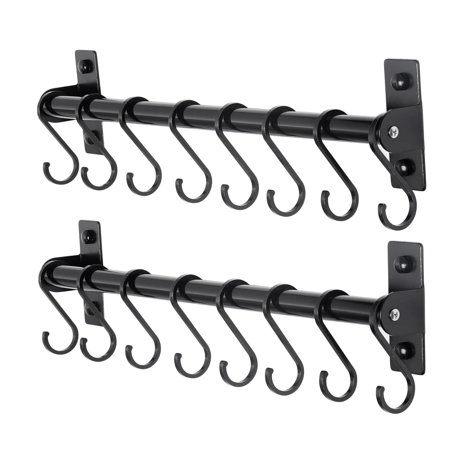 Kitchen Utensil Holder Hanger, Pot and Pan Rack Wall Mounted, Kitchen Rail with 8 Hooks for Hanging Cooking Utensils