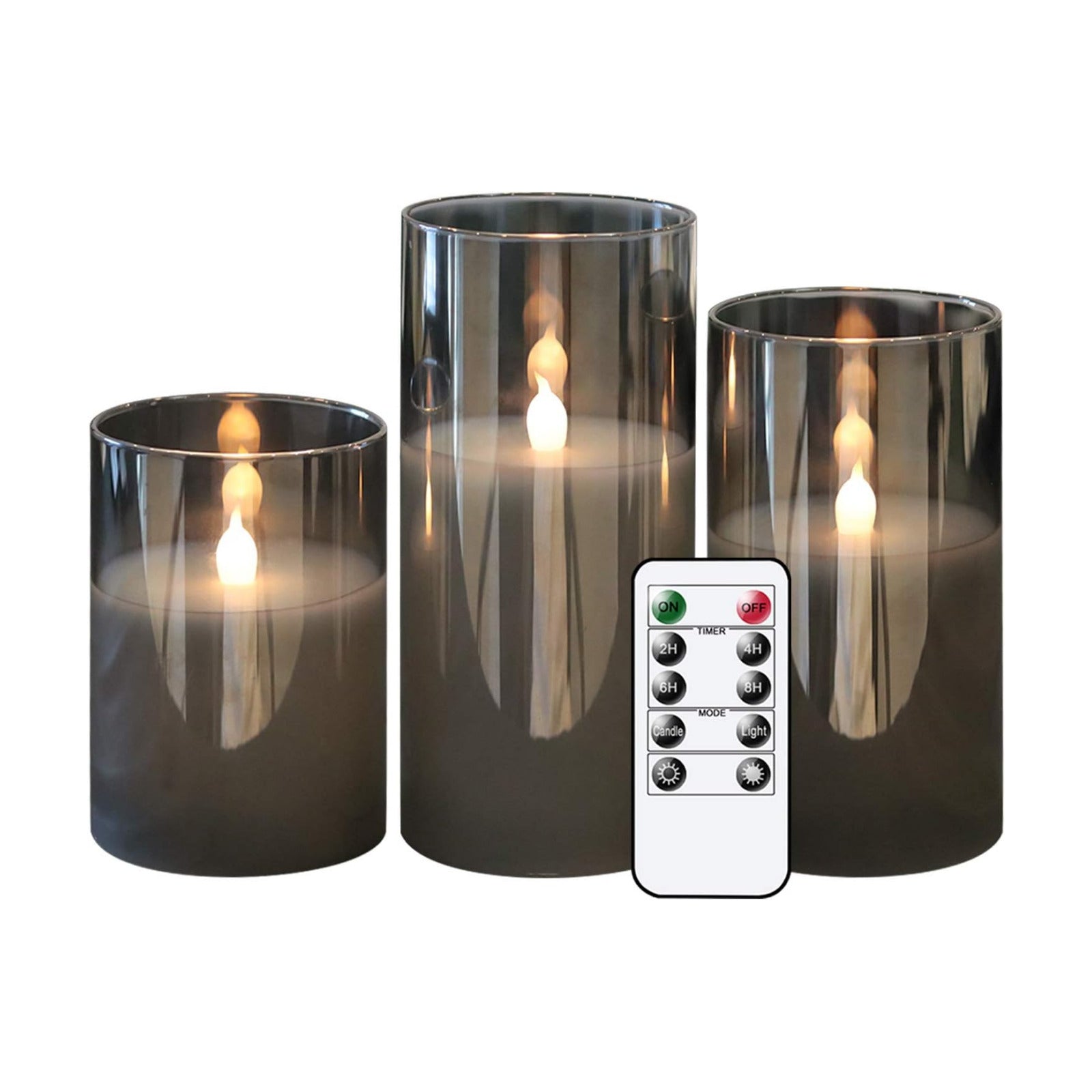 GenSwin Glass Flameless Led Candles Battery Operated Remote Timer Black | Bookshelf Decor, Moody Bathroom Decor, Real
