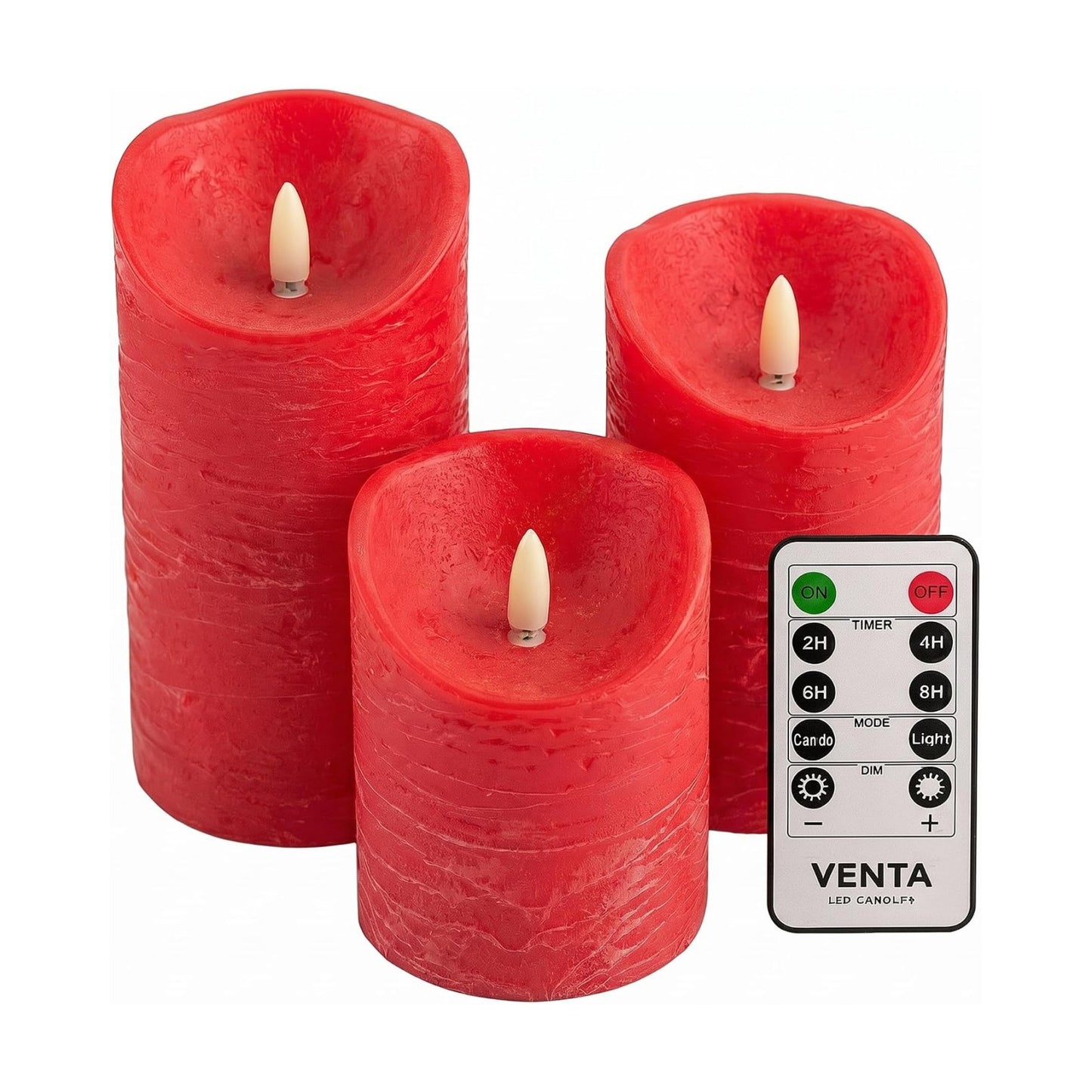 VENTA Flickering Flameless Candles with Remote Control - Led Candles Battery Operated - Battery Operated Candle for