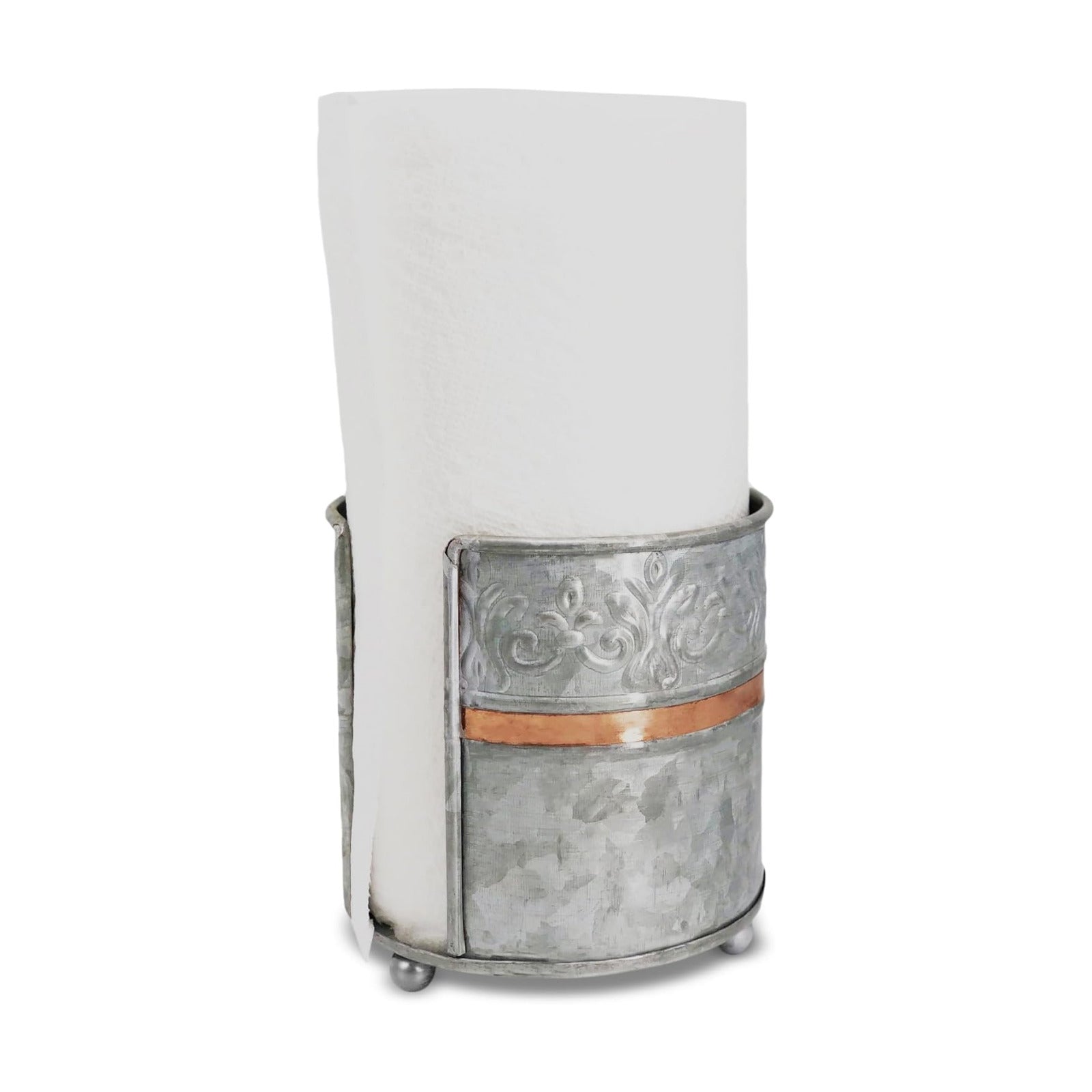 Autumn Alley Farmhouse Galvanized Kitchen Paper Towel Holder – Vintage Style Weighted Countertop Design – Rustic Warm