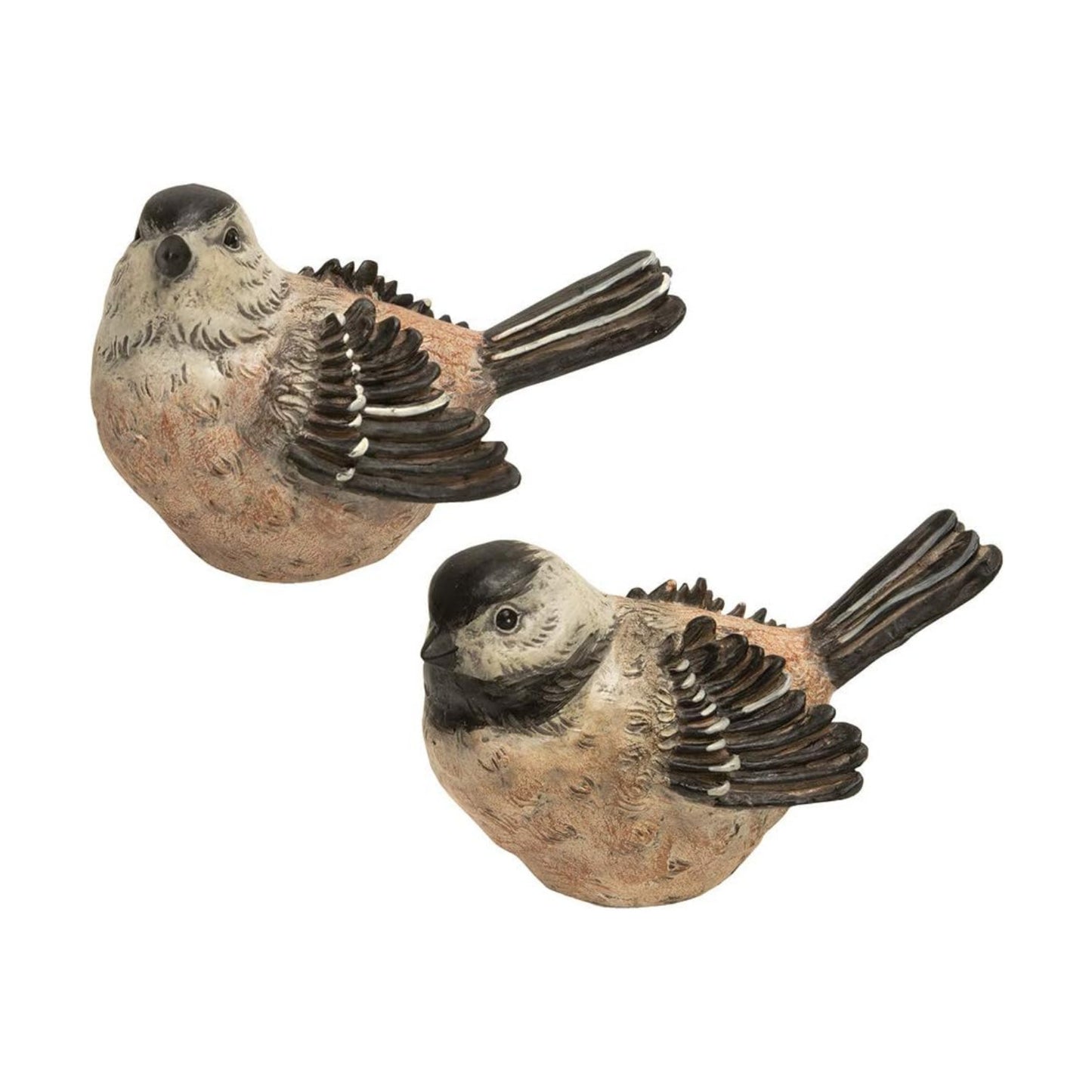 Chickadee Bird Figurines- Bird Decor / Brown / Set of 2