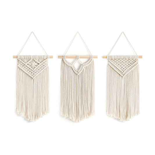 Small Macrame Wall Hanging Boho Art Woven Wall Decor Home Chic Decoration / Set of 3