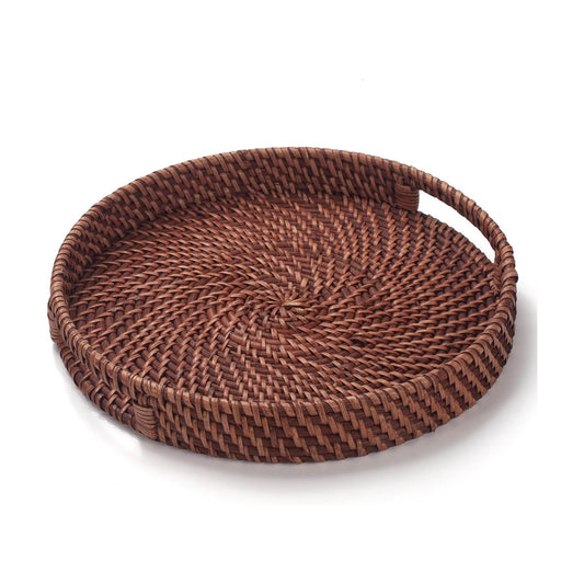 Rattan Tray / Round Wicker Tray / 11 Inch / Set of 11