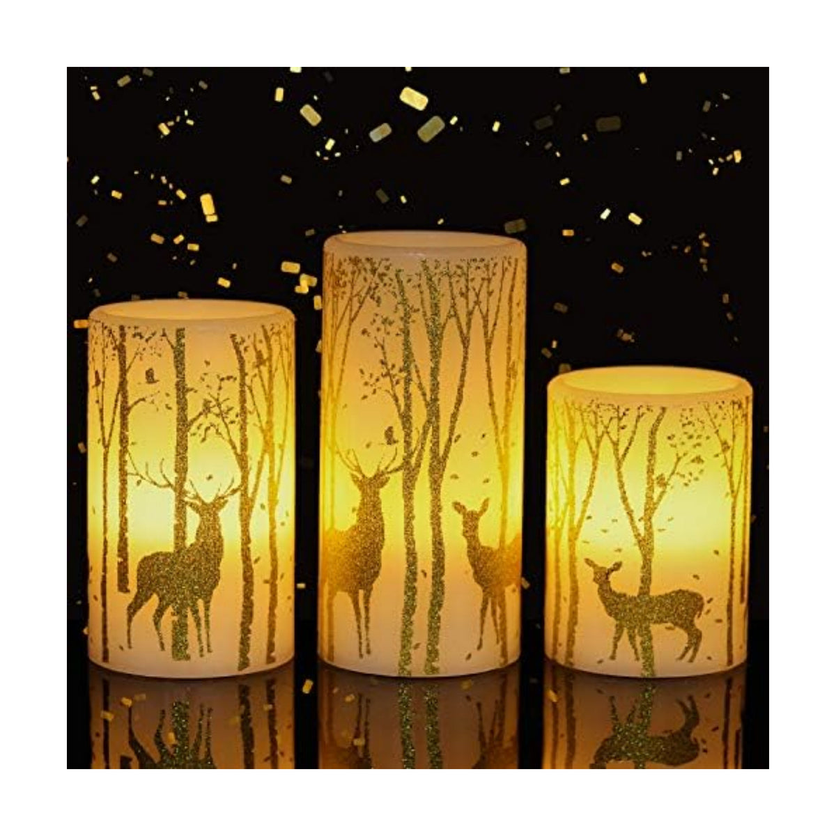 GenSwin Christmas Deer Flameless LED Candles Battery Operated with 6 Timer