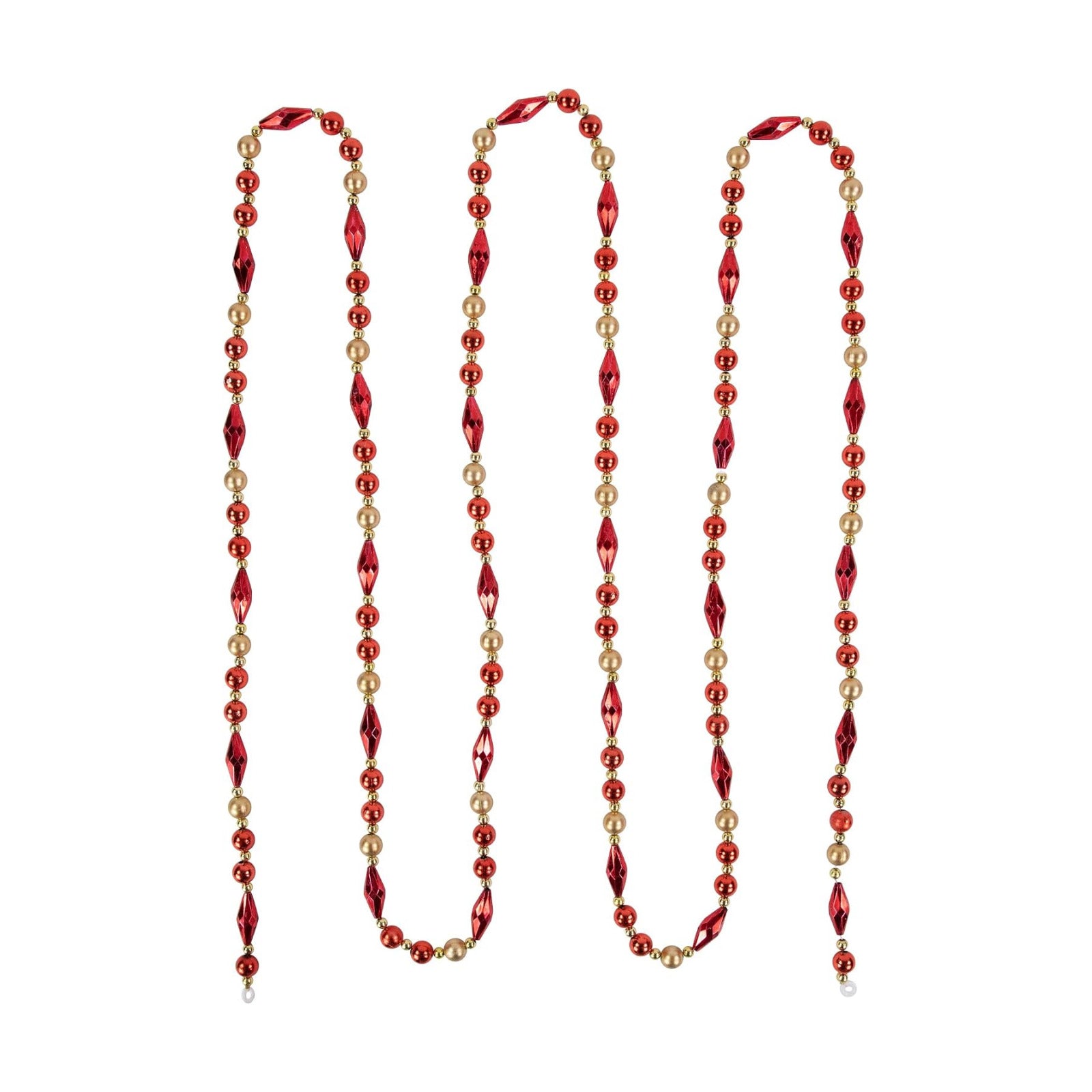 Shiny and Matte Beaded Christmas Garland / Red