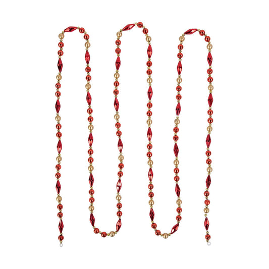 Shiny and Matte Beaded Christmas Garland / Red
