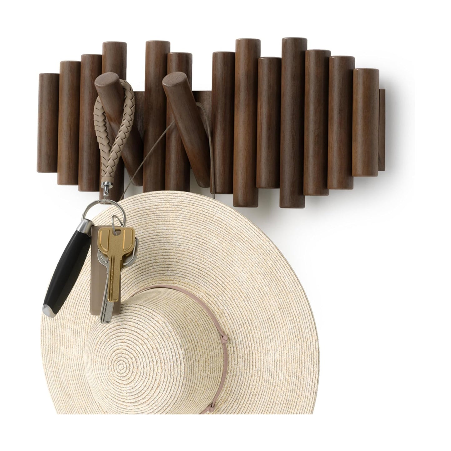 Space-Saving Storage Organizer / Walnut / 5-hook