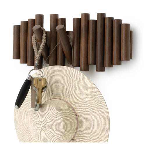 Space-Saving Storage Organizer / Walnut / 5-hook