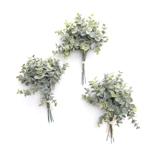 Artificial Plants Eucalyptus Leaves Branches / Grn- Dusty / Set of 18