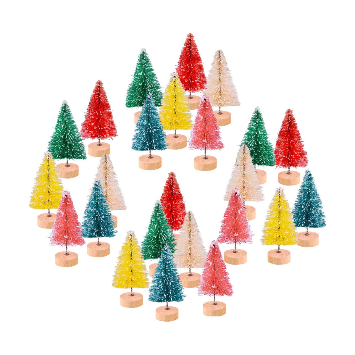 KUUQA 24Pcs Mini Sisal Bottle Brush Trees, 6 Colors, Small Size