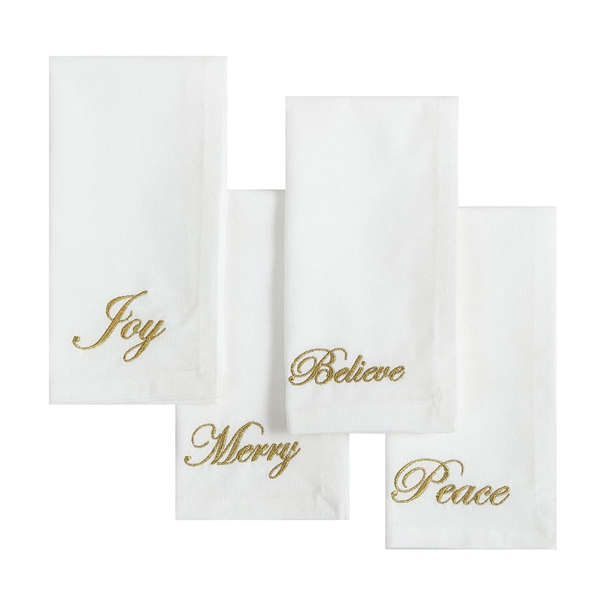 Threadmade Holiday Sentiments Napkins, Set of 4, Ivory - 20" W x 20" L