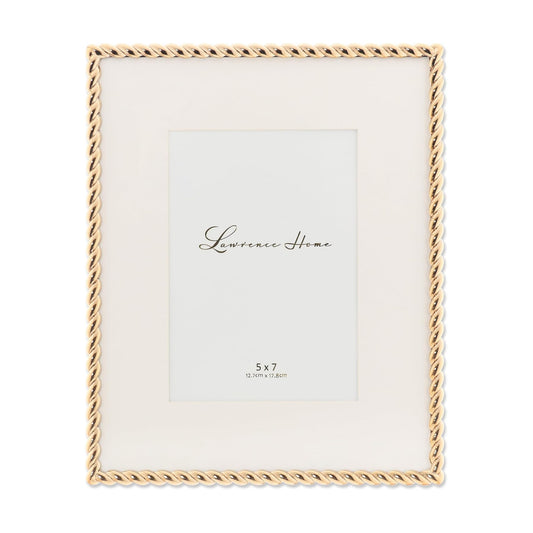 Lawrence Frames Metal Frame, Rope Design, Gold, 8x10 (5x7 mat)