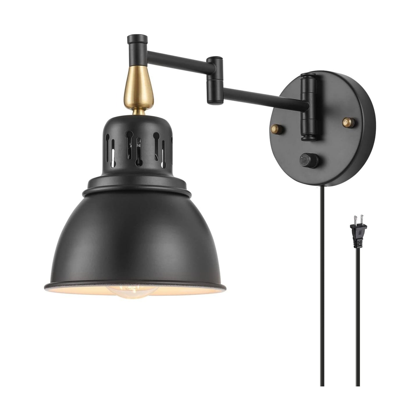 TRLIFE Dimmable Swing Arm Wall Lights with Plug in Cord Wall Mounted Light Industrial Wall Sconce , E26 Base, UL