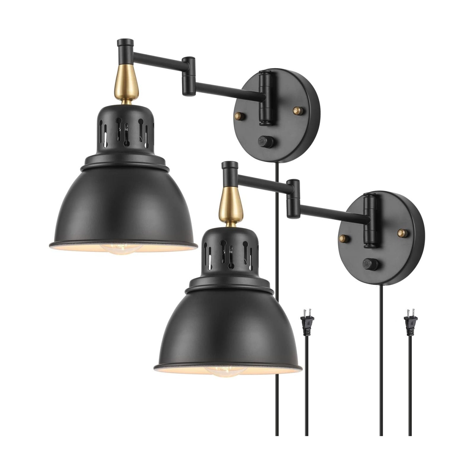 TRLIFE Plug in Wall Sconces, Dimmable Wall Sconces Retractable Swing Arm Wall Lamp with 6FT Plug in Cord and Dimmer