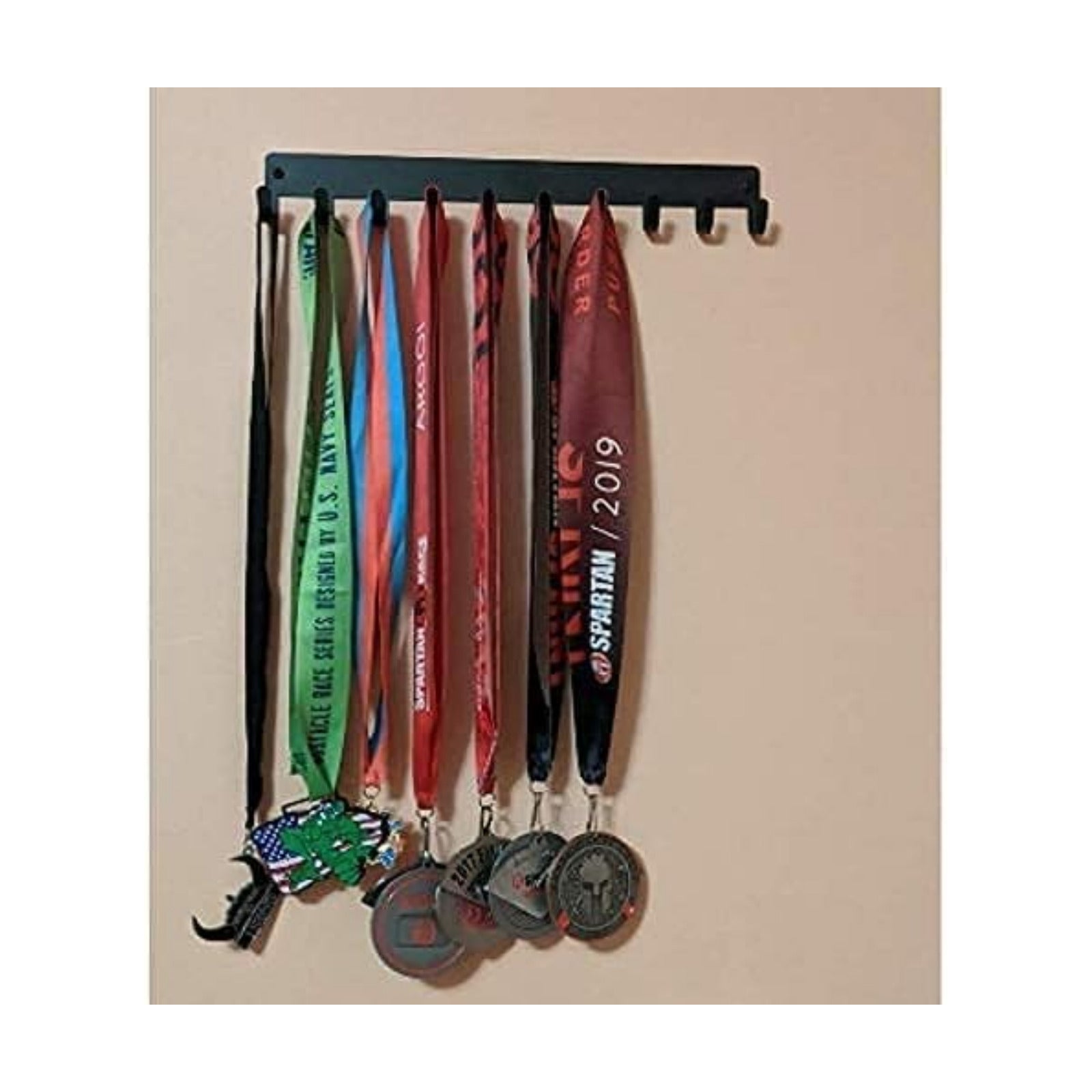 [Pack of 2] Plain Sports Medal Hanger Display 14.5 inches | Made in USA, 10 Hooks, Wall Mounted
