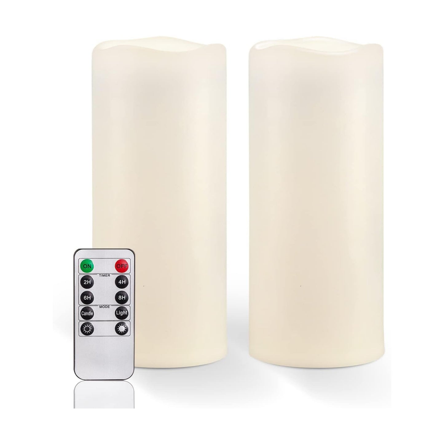 Homemory 10" x 4" Large Waterproof Outdoor Flameless Candles with Remote Control and Timer, Battery Operated Flickering