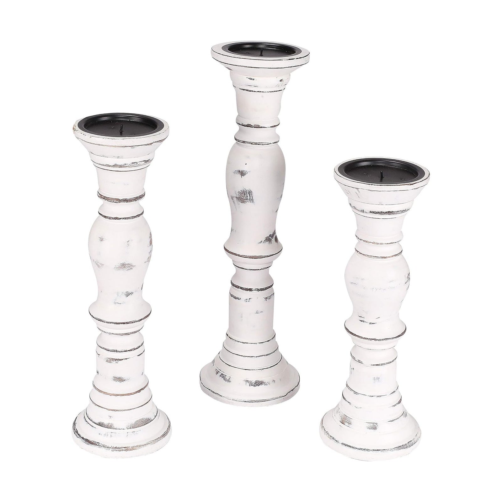 Candle Stands Wooden for Pillar Candles,Rounded Turned Colums, Sustainable Woods, Country Style, Idle for Reiki