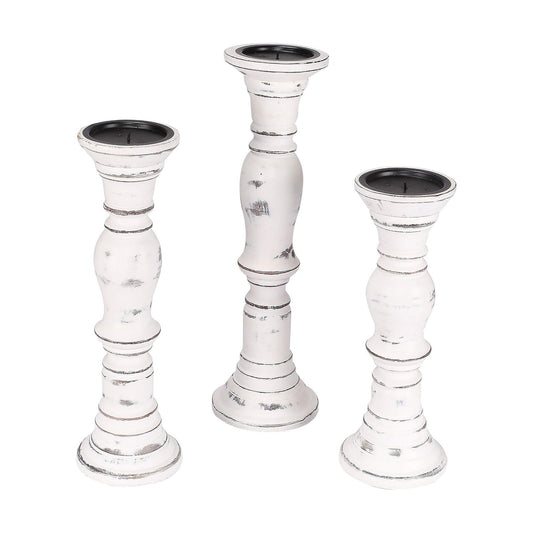 Candle Stands Wooden for Pillar Candles,Rounded Turned Colums, Sustainable Woods, Country Style, Idle for Reiki