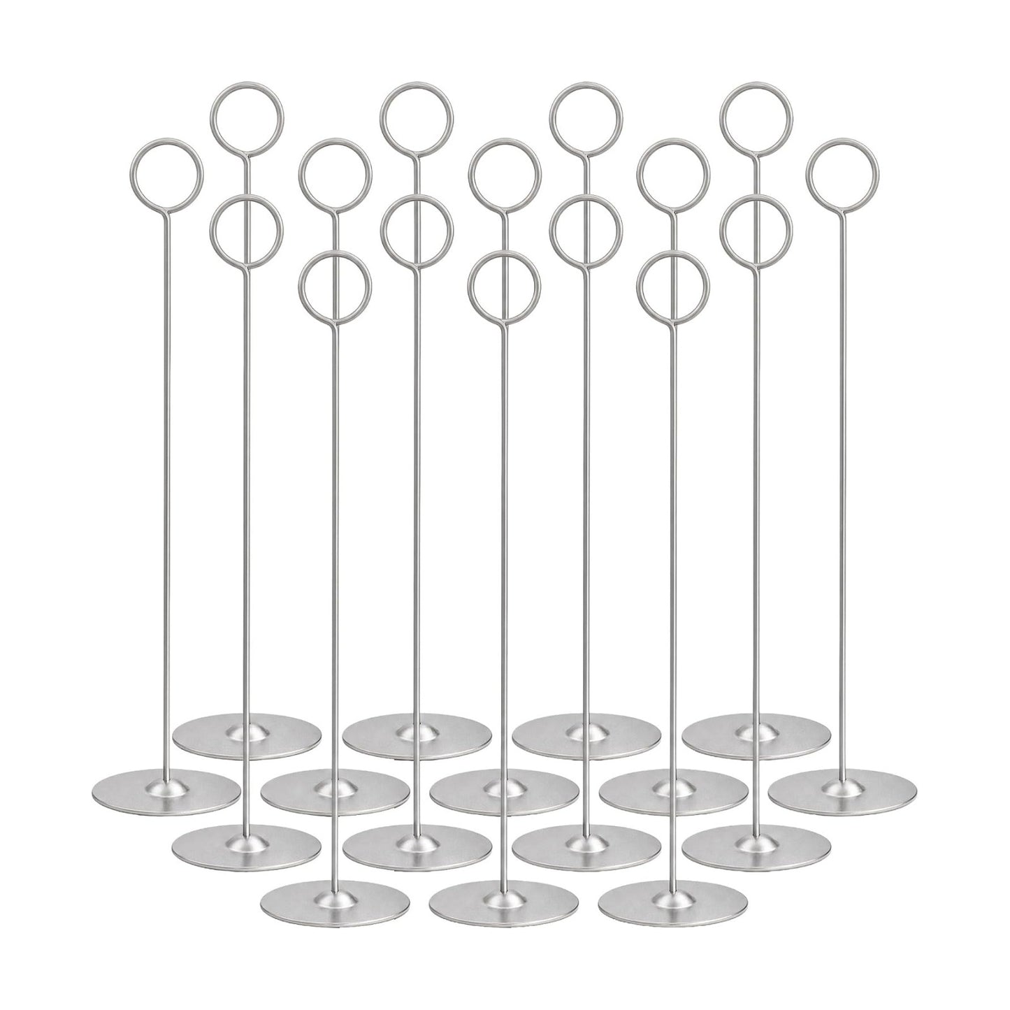12 Inch Matte Silver Steel Place Card Holder,16 Pack Table Number Holder | Table Card Stand,Table Number Stand for