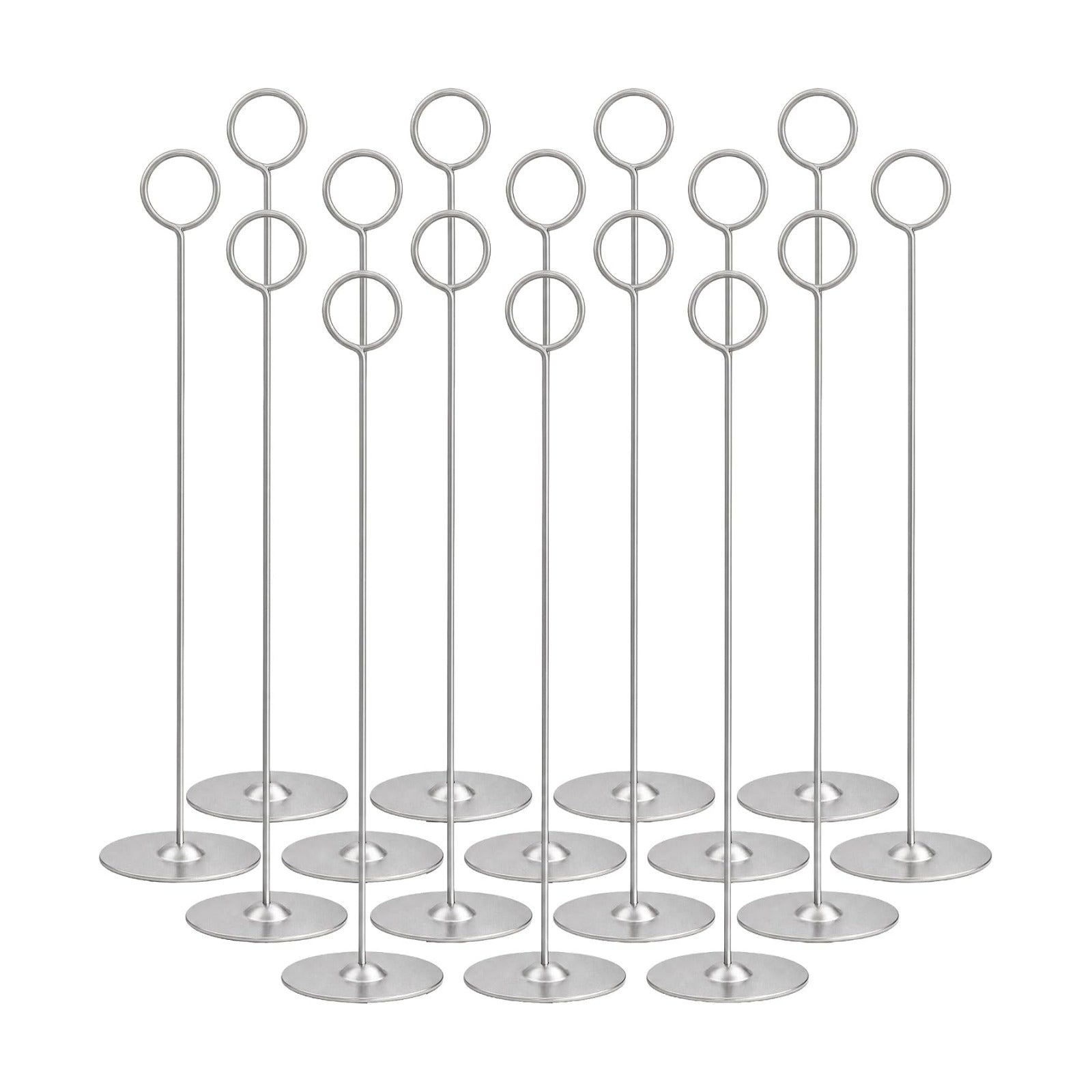 12 Inch Matte Silver Steel Place Card Holder,16 Pack Table Number Holder | Table Card Stand,Table Number Stand for