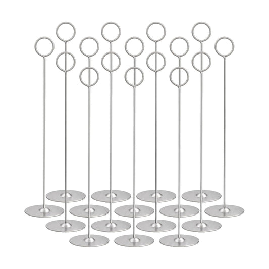 12 Inch Matte Silver Steel Place Card Holder,16 Pack Table Number Holder | Table Card Stand,Table Number Stand for