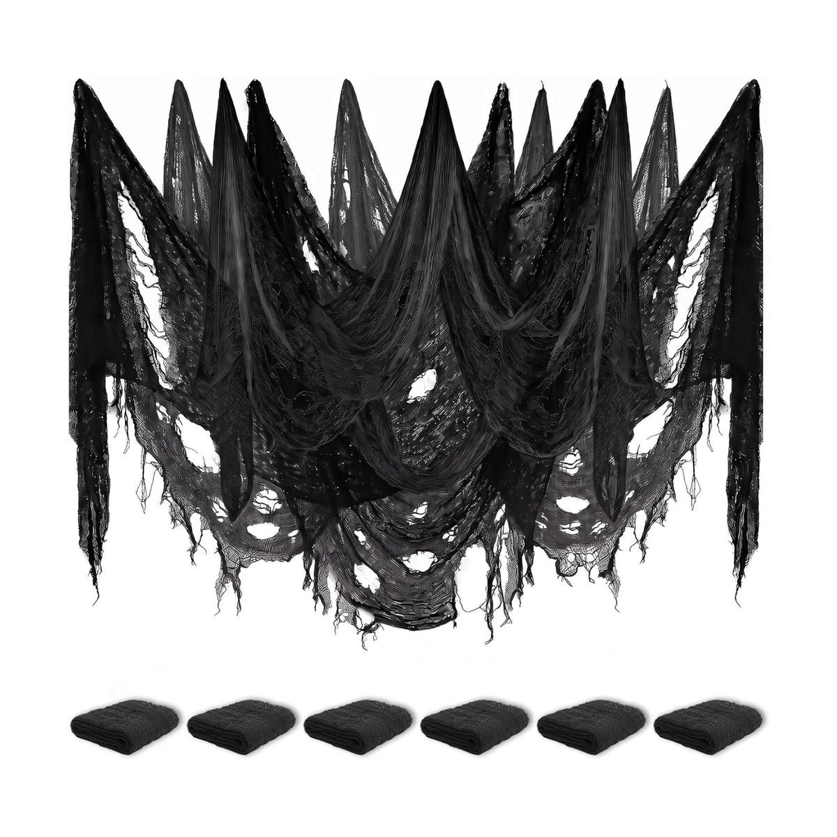 6 Pack Creepy Cloth 30 x 72 Inch, Spooky Halloween Polyester Decorations Scary Gauze Cloth Doorways Indoor Halloween Decorations Outdoor Yard Home Wall Decor