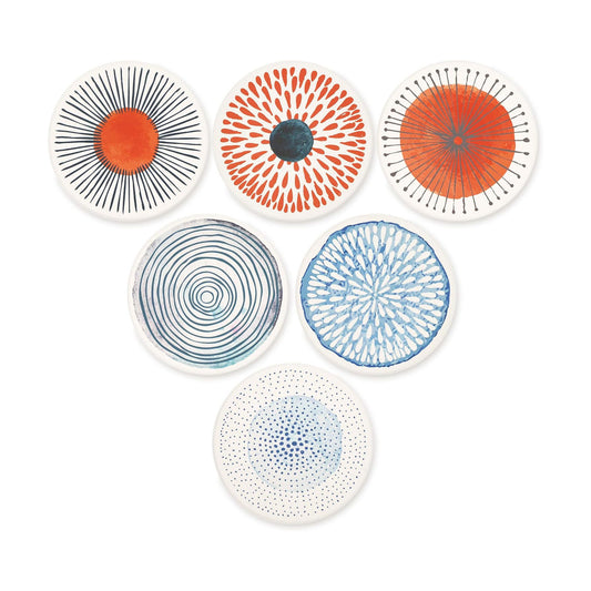 Coasters for Drinks Absorbing Round Ceramic Stone Coaster / Colorful Series / Set of 6