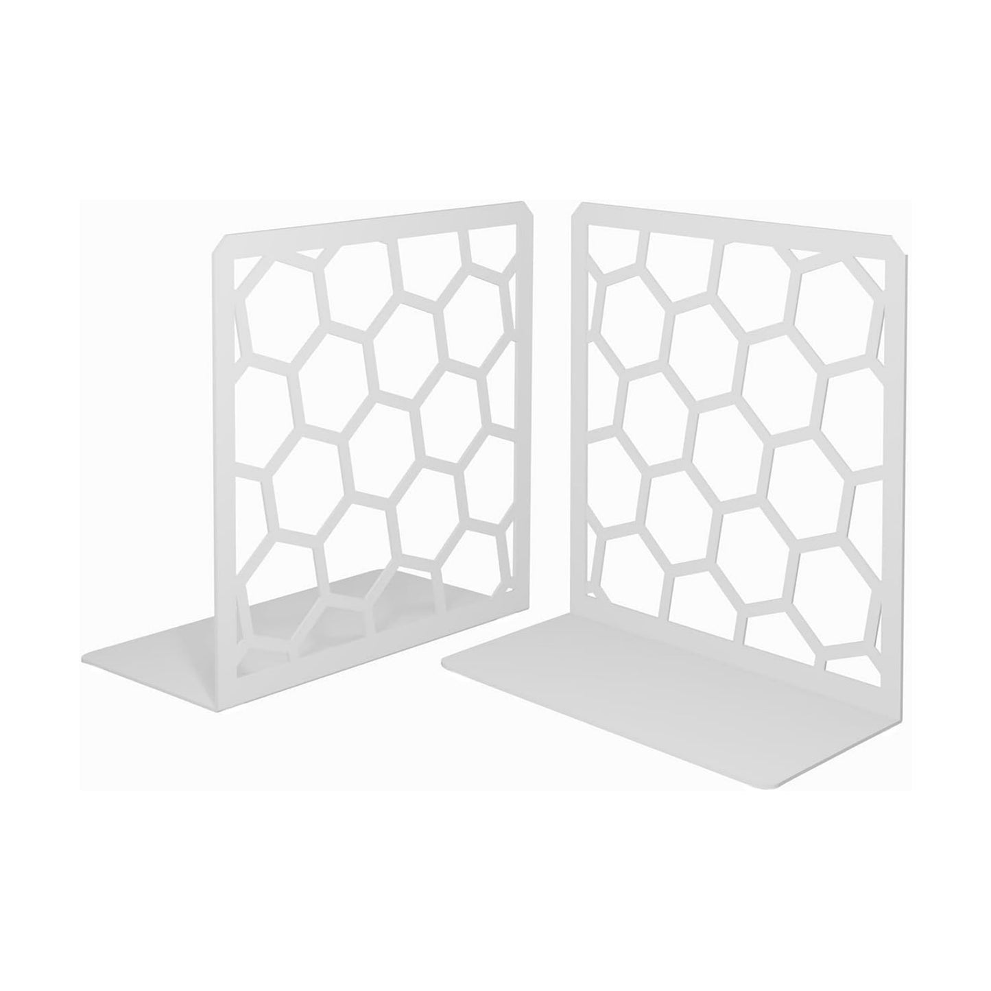 Geometric Honeycomb Metal Bookends / Gray / 1 Pair