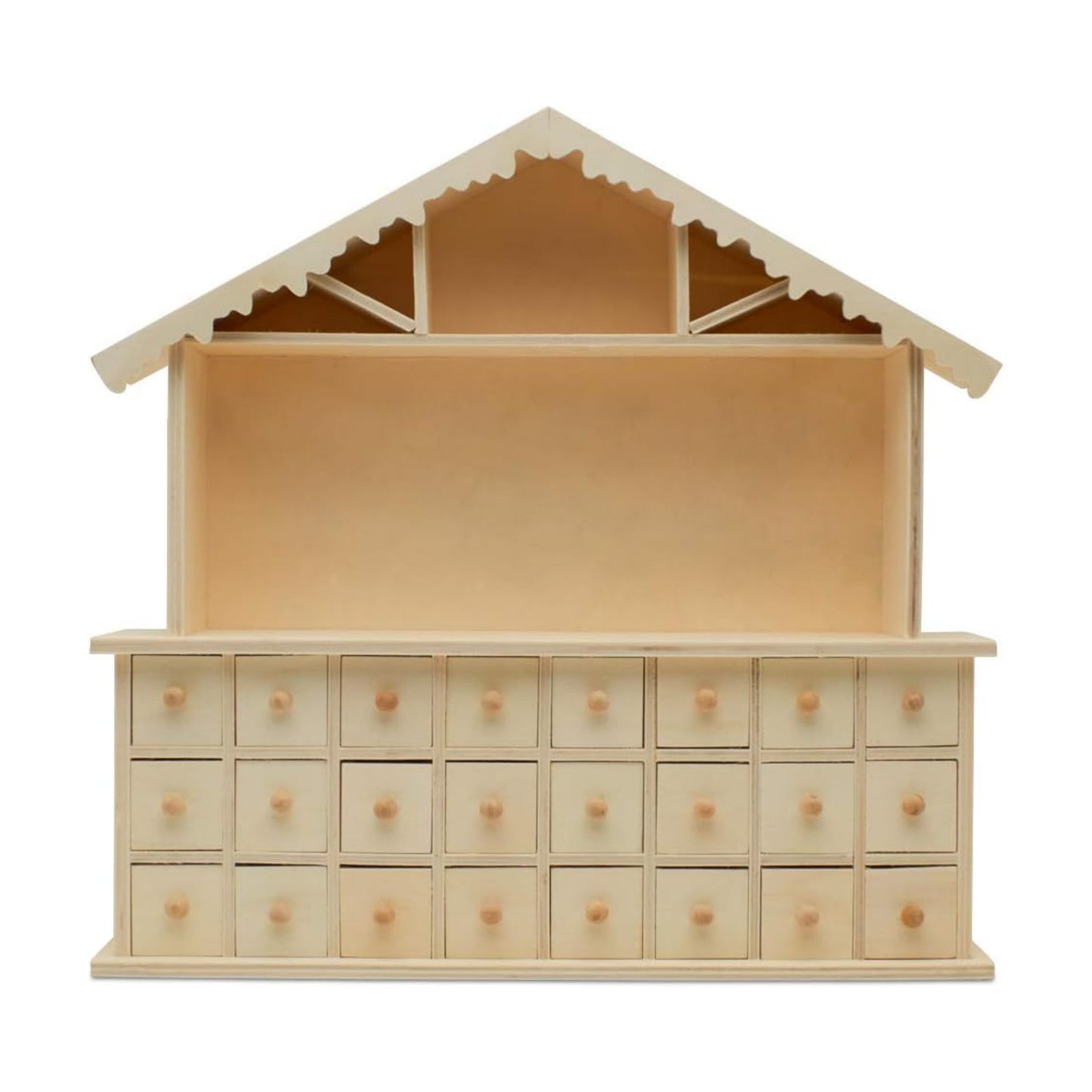 Woodpeckers Wooden Winter Advent Calendar 13-1/2 x 14-7/8 Inch, Pack of 1 Craft Christmas Advent Calendar with 24 Empty