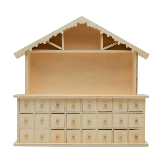 Woodpeckers Wooden Winter Advent Calendar 13-1/2 x 14-7/8 Inch, Pack of 1 Craft Christmas Advent Calendar with 24 Empty