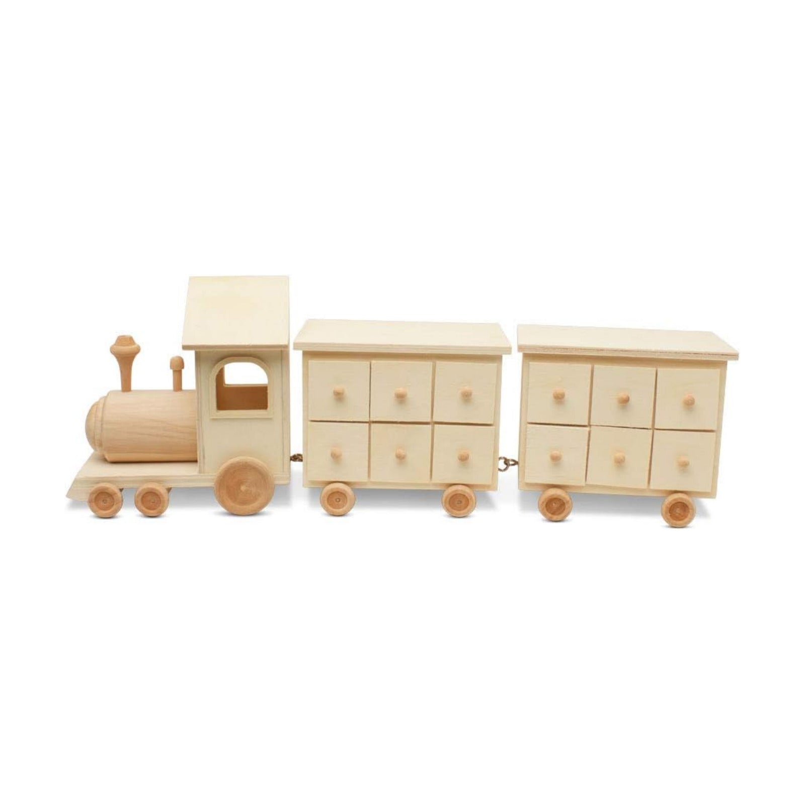 Train Wood Advent Calendar 8 x 22 Inch, Pack of 1 Unfinished Christmas Advent Calendar With 24 Empty Drawers for