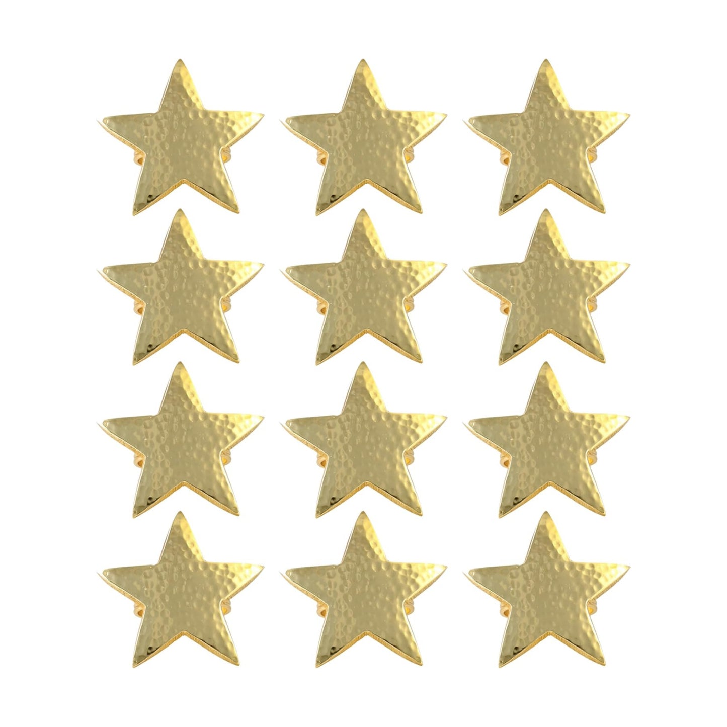 Alpha Living Home Gold Star Napkin Rings, Bulk Metal Holders, Set of 12 | Hammered metal, rust-resistant