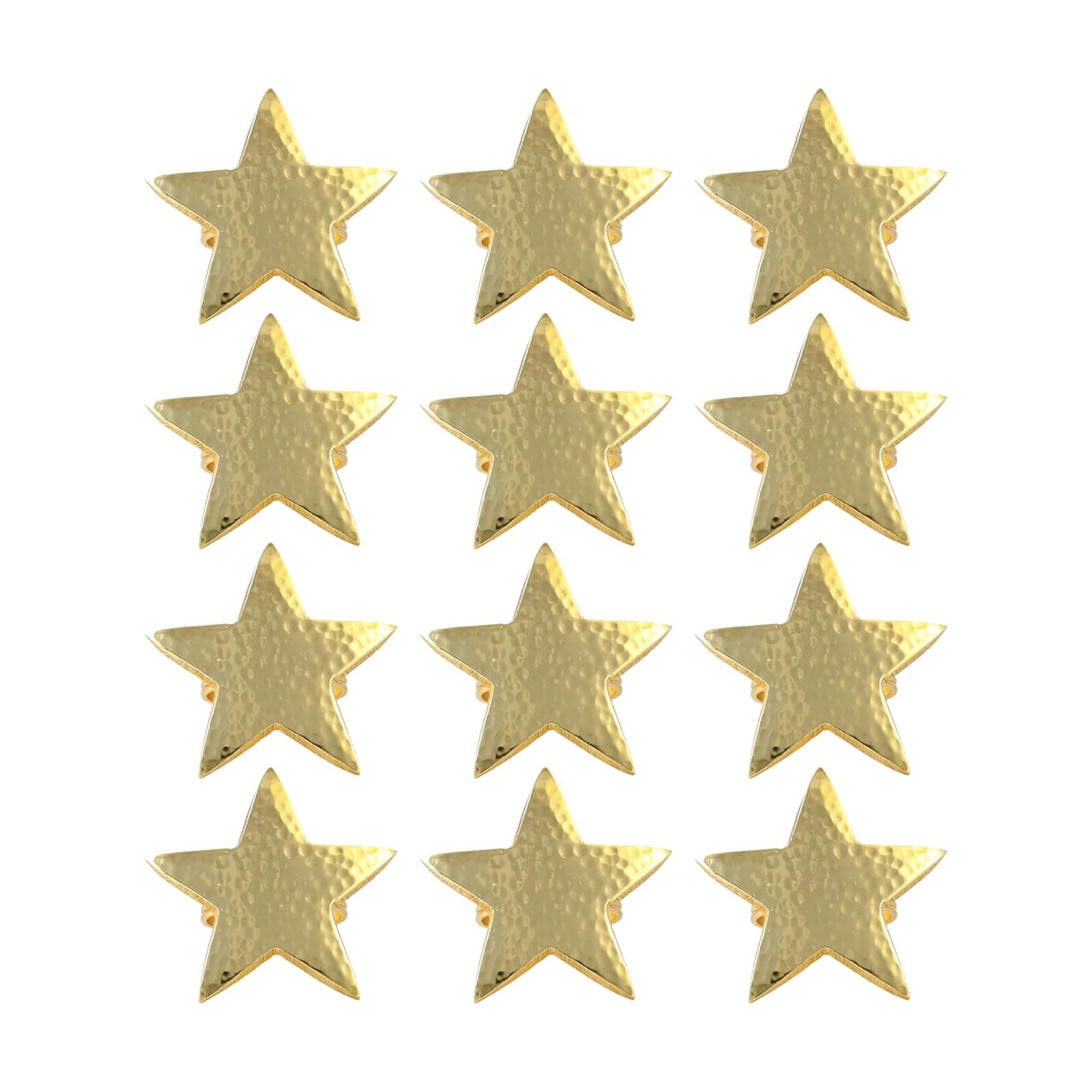 Alpha Living Home Gold Star Napkin Rings, Bulk Metal Holders, Set of 12 | Hammered metal, rust-resistant