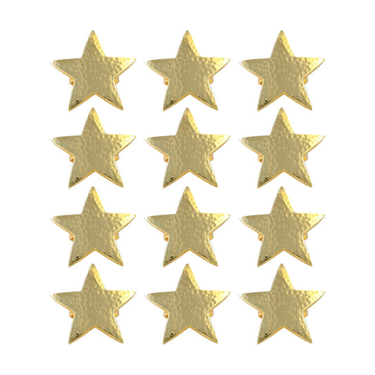 Alpha Living Home Gold Star Napkin Rings, Bulk Metal Holders, Set of 12 | Hammered metal, rust-resistant