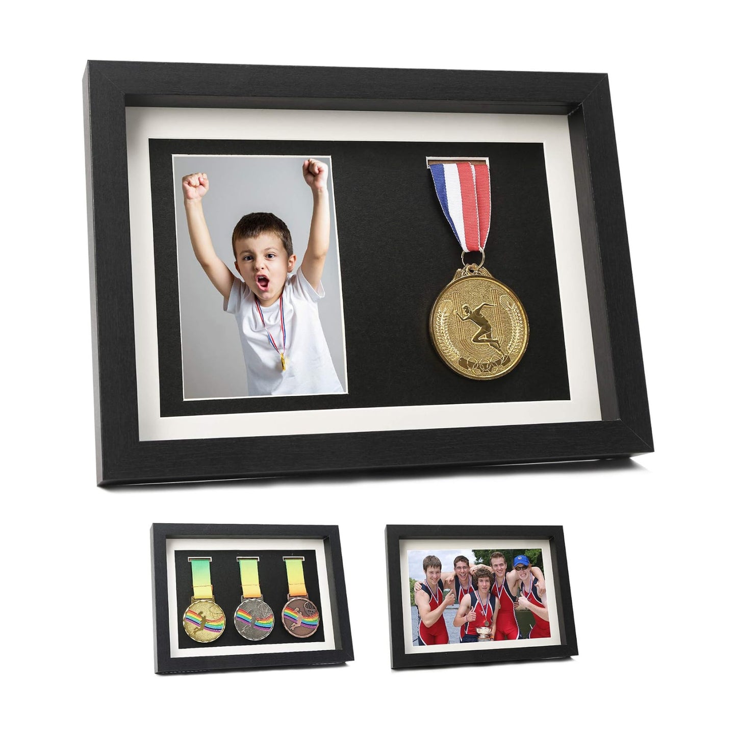 IHEIPYE Medal Display Shadow Box Medal Display Case Black A4 | Runners, Marathon, Race Winner, Soccer, Football