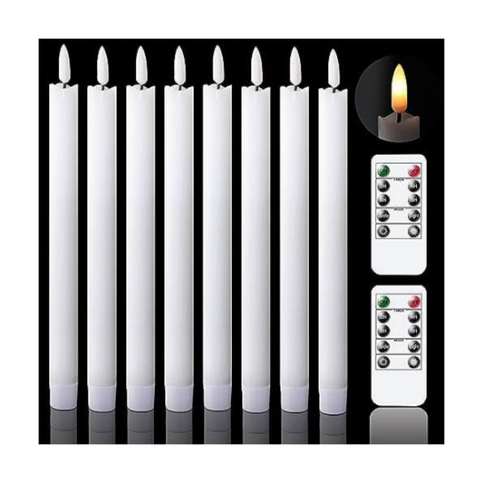GenSwin Flameless Taper Candles LED Battery Operated Remote Timer White