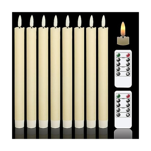 GenSwin Flameless Taper Candles LED Battery Operated Remote Timer Ivory