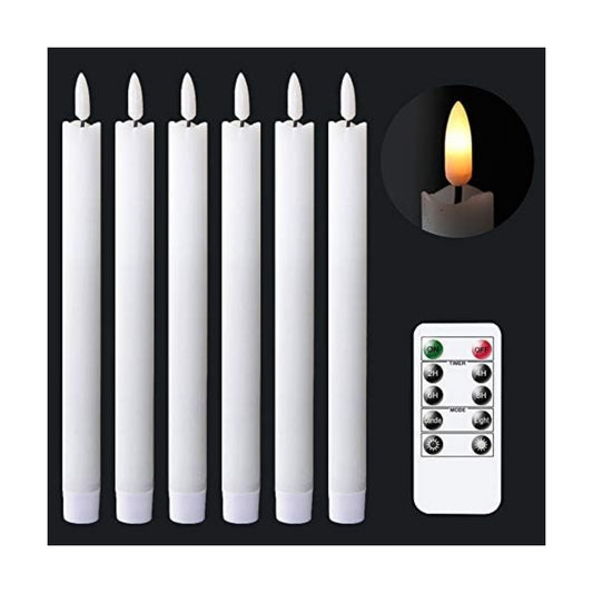 GenSwin Flameless Taper Candles LED Battery Operated Remote Timer White
