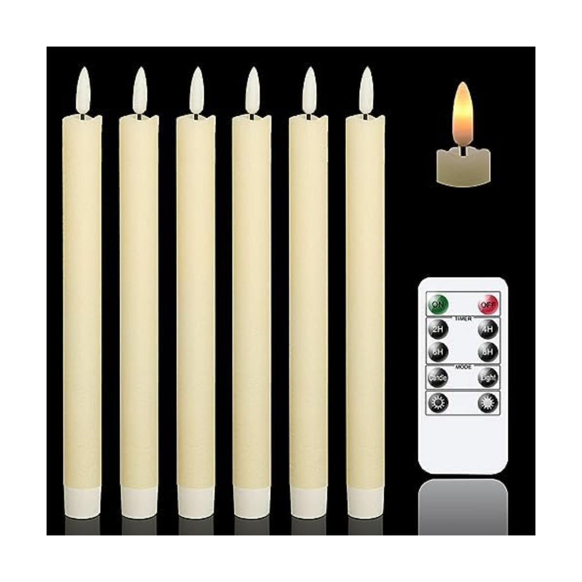 GenSwin Flameless Taper Candles LED Battery Operated Remote Timer Ivory