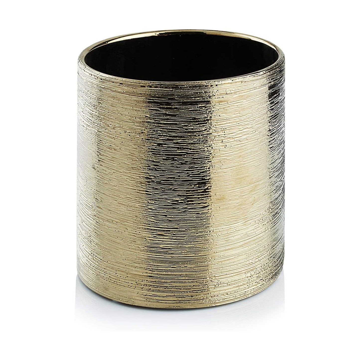 Etched Ceramic Cylinder Vase Width 3.75" Height 4 / 3.75 x 4 / H / Gold_etched / Gold