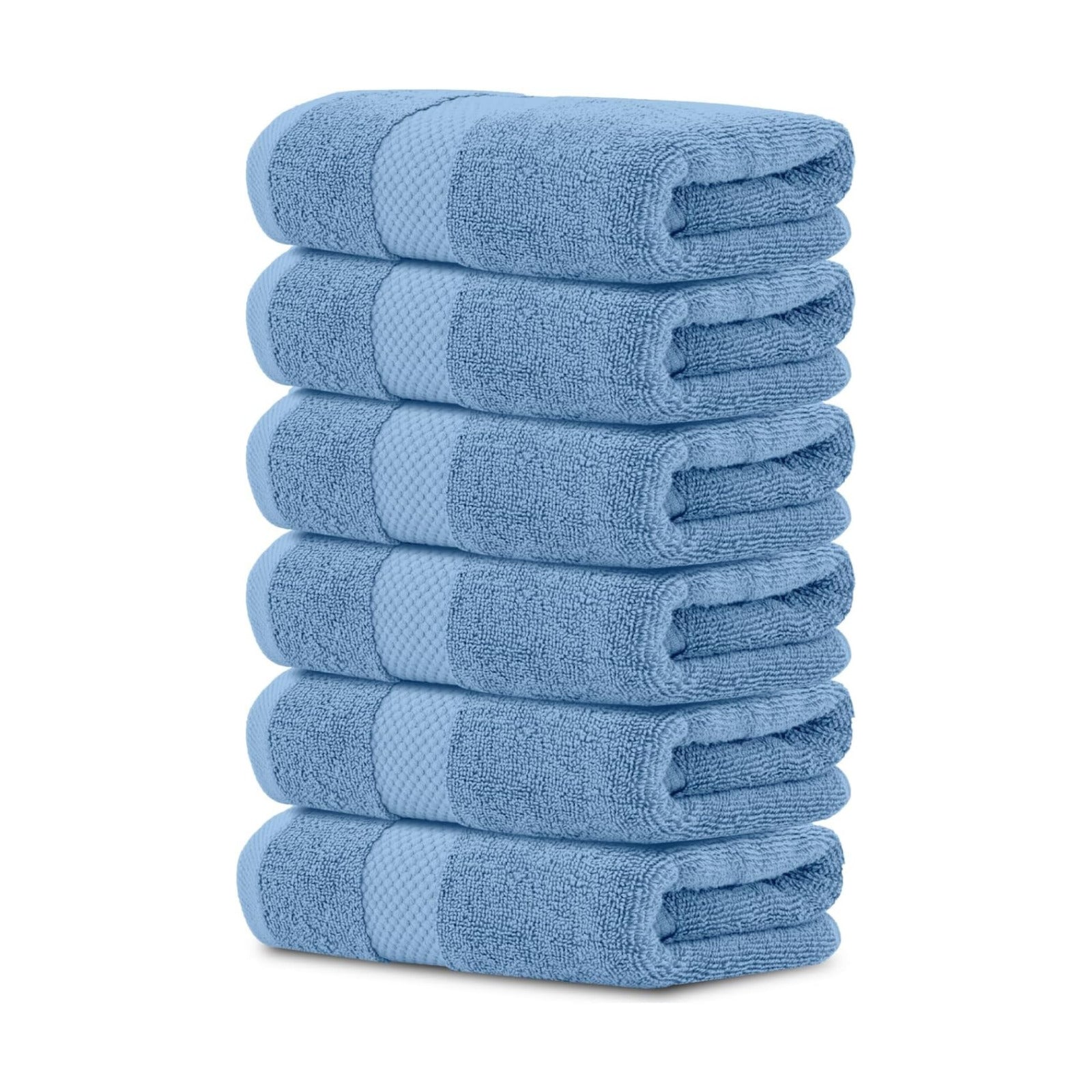 White Classic Luxury Light Blue Hand Towels - Soft 100% Turkish Cotton | Highly Absorbent Hotel spa Bathroom Towel