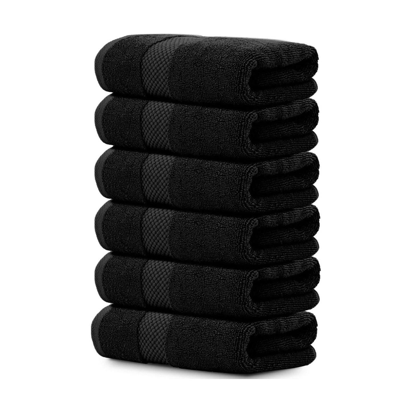 White Classic Luxury Black Hand Towels - Soft 100% Turkish Cotton | Highly Absorbent Hotel spa Bathroom Towel
