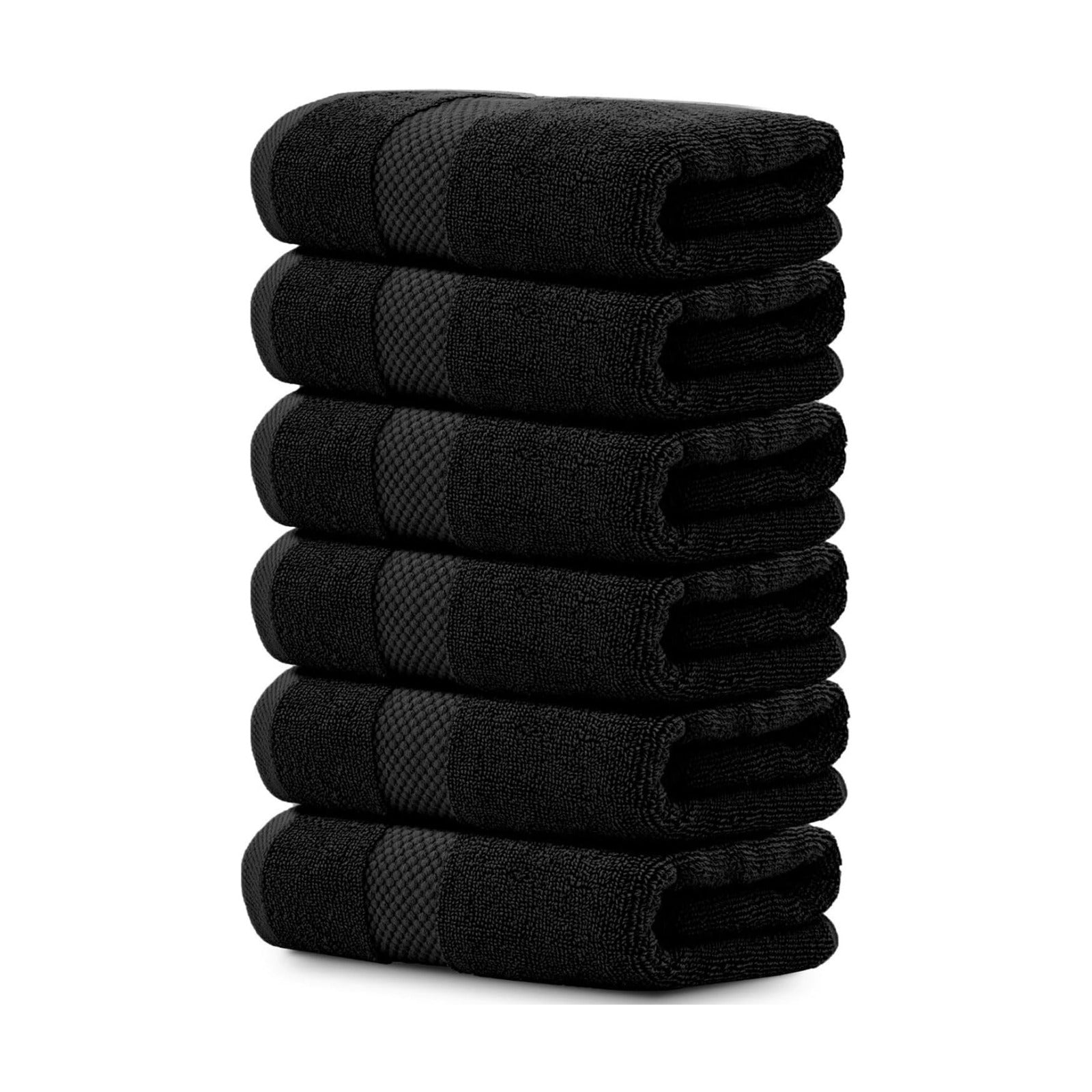 White Classic Luxury Black Hand Towels - Soft 100% Turkish Cotton | Highly Absorbent Hotel spa Bathroom Towel